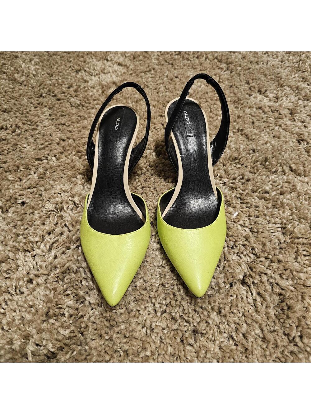 Aldo Lime Leather Pointed Toe Slingback Stilleto - sz 8 - Picture 3 of 6